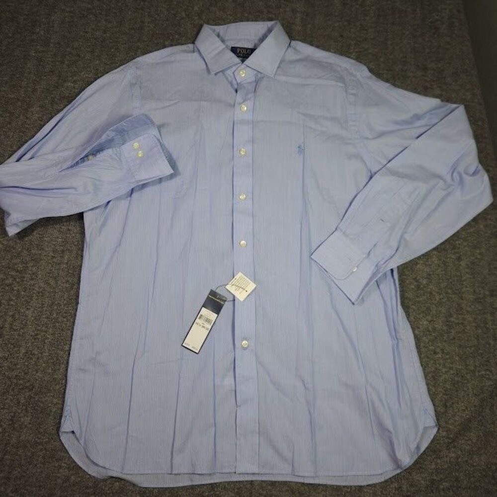 Polo Ralph Lauren Button Up Shirt Mens 16.5 34/35 Blue Estate Classic Fit NWT
